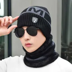 種類5：帽子用マフラー（フリーサイズ/H：ひさし付き Mマークブラウン 春 コーデ オシャレ アイテム メンズ レディース 帽子 秋冬 厚手 暖かい ニット 防寒 アウトドア 綿 サイクリング ウール