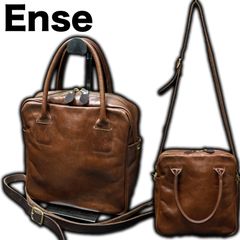 Ense アンサ SQUARE MINI BOSTON 2way ショルダーバッグ/ハンドバッグ トート 本革 レザー スクエアミニボストン