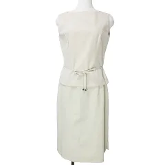 ランバン LANVIN La Colleection スカート セットアップ ノースリーブ トップス ひざ丈 タイト ウエストリボン 36 S相当 ベージュ Xのサムネイル