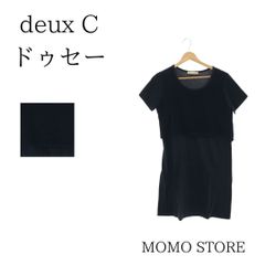 deux C ドゥセー ワンピース ミニワンピース 半袖 Uネック レディース ブラック