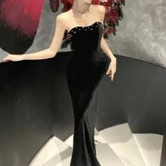 パールのデザインがオシャレなシンプルなベロア ベア ドレス