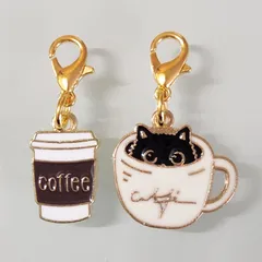 【61】ミニサイズ♡ファスナーチャーム♡猫♡coffeeカップ♡コーヒー♡2個セット♡