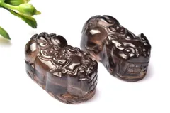 3個セット アイスオブシディアン　21-22x11.5-12.5mm　貔貅彫刻(貫通穴) ルース パワーストーン 天然石 _PRG2298