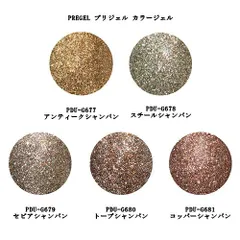 プリジェル PREGEL プリムドール ミューズ カラージェル 3g PDU-G677 PDU-G678 PDU-G679 PDU-G680 PDU-G681 シャンパンシリーズ ネイルアート ワンポイント ラメ グリッター ネイルカラー ネイリスト セルフ
