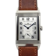 【栄】ジャガールクルト レベルソ クラシック スモールセコンド Q2438522 シルバー 腕時計 SS レザー 手巻き メンズ