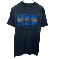 Champion プリントTシャツ M ブラック ブルー チャンピオン プルオーバー ビッグプリント シンプル 古着卸 アメリカ仕入 a704-5312