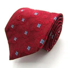 ヴァレンチノ ブランド ネクタイ 総柄 ドット 小紋柄 花柄 シルク イタリア製 PO メンズ レッド VALENTINO 【中古】