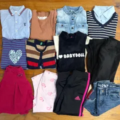 女の子　110cm まとめ売り　ベイビードール　GAP H&M アディダス　petit main シャツ　スカート　パンツ　デニム　カーディガン　長袖　Tシャツ　キッズ服　春夏秋冬　ガールズ　ボーイズ　12着セット