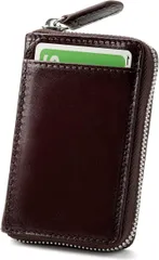 LEAGOO クレジットカードケース イタリアンレザーの証明書付き カード入れ 大容量 メンズ レディース スキミング防止 革 本革 じゃばら(ダークブラウン)