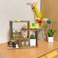 【大工の家具】飾り台 シェルフ 棚 小物収納 壁掛 おしゃれ棚 秋 ハロウィン