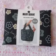マリークワント MARY QUANT 洗えるエコバッグ REUSABLE BAG デイジーフラワー・ブラック