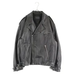 PRADA (プラダ) フロントロゴラムレザーライダースジャケット UPW196 ブラックのサムネイル