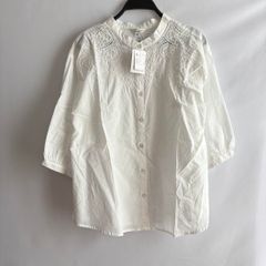 未使用parkes パークス○パンチングレース コットン 綿シャツ ブラウス 