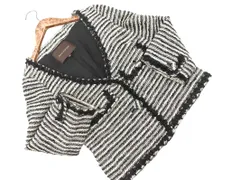 Jewel Changes ジュエルチェンジズ ユナイテッドアローズ ツイード ボーダー ノーカラー ジャケット size36/白ｘ黒 ◇■ レディース
