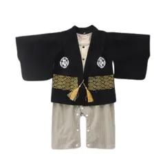 【在庫限り】ベビー服 ベビー袴 ロンパース 5.紋付袴 4サイズ 上下セット 着物 袴風ロンパース 新生児 赤ちゃん 幼児 男の子 女の子 60 70 80 90 梅 花 こどもの日 初節句 衣装 誕生日 出産祝い お食い初め 和装 和服 節句 ベビー服 祭り