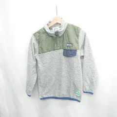 ◇ ⊇ LOGOS ロゴス キッズ 子供服 長袖 トレーナー サイズ150 グレー グリーン 男の子 E  【1502060032148】