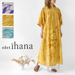 ＊【新品】【olet ihana オレットイハナ】(BARNDOOR バーンドア) コットン 総柄 ヨーク切替 ワンピース (1185060G)レディース 春 夏 5分袖 綿100 ゆったり 体型カバー 前開き 羽織り フラワー 花柄 草花 ボタニカル 服