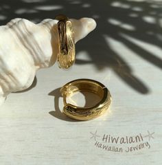 【 両耳 】【 ハワイアンジュエリー 】 ワイド フープ ワンタッチ ピアス ( ゴールド ) 16mm サージカルステンレス SUS 316L / ニッケルフリー 金属アレルギー対応 / つけっぱなし 錆びない / 送料無料 / ギフト ラッピング
