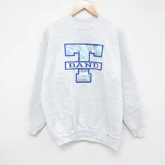 L/古着 ディスカス 長袖 スウェット メンズ 90s BAND 刺繍 クルーネック 薄グレー 霜降り 24sep09 中古 スエット トレーナー トップスのサムネイル