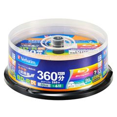 【迅速発送】バーベイタム (Verbatim) 1回録画用 ブルーレイディスク BD-R DL 50GB 片面2層 1-6倍速 20枚 ディーガ など国内主要メーカーのレコーダー動作確認済 ホワイトディスク VBR260RP20SV1