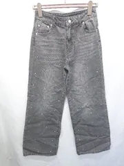 ◇ Θ ◎ ●未使用● GRL グレイル タグ付き ビジュー ストレート デニム パンツ ジーンズ サイズL ブラック レディース E  【1411130019449】