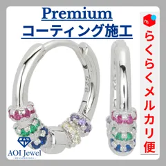 【Premiumコーティング施工 / メルカリ便！】ピアス レディース ジルコニア リング フープ 6連 キャッチレス 両耳セット シルバー [PL020]