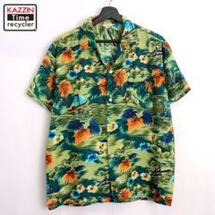 60s vintage 総柄 オープンカラー アロハシャツ メンズ XL~サイズ相当 ビッグサイズ オーバーサイズ
