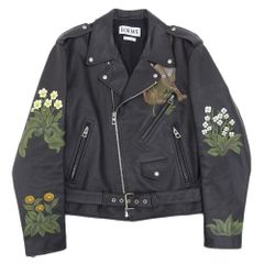 LOEWE ロエベ ウィリアムモリス プリントライダース ジャケット アウター メンズ レザー ブラック 48 2017AW 定価81マン 希少