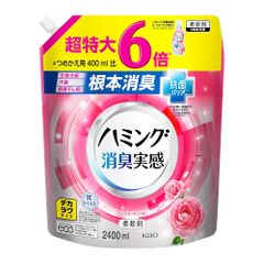 デカラクサイズ ハミング消臭実感 液体 柔軟剤 根本消臭+抗菌バリア ローズガーデンの香り 詰替え用 2400ml 大容量