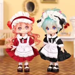 オビツ11　カチューシャ+ワンピース+エプロン　ねんどろいどどーる　ドレス　メイド服　コスプレ　男の子 女の子 ねんどろいどどーる も可 1/12 着せ替え 衣装 ハンドメイド ドールハウス ウィッグ ヘッド ボディ 素体 アウトフィット ob11　bjd