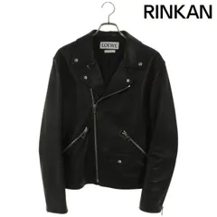 【極美品】 大きいサイズ ロエベ ラムレザー ライダース ブラック 42 XL LOEWE レザー ライダースジャケット | ブラック | FARFETCH JP