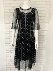 928 ERUKEI エルケイ キャバクラ ドレス シースルー ドット 刺繍 ロングドレス ドットワンピース キャバドレス