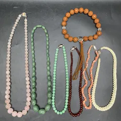 D344 SILVER刻印あり 色石ネックレス他 8点おまとめ 天然石 カラーストーン数珠　総重量331g　珊瑚 ヴィンテージ アンティーク パワーストーン