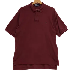 90's/90年代 Polo by Ralph Lauren/ポロバイラルフローレン ポニー刺繡 半袖 ポロシャツ ワンポイント刺繡 MALAYSIA製 メンズ M ワインレッド/レッド