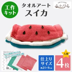 タオル工作キット 「スイカ」ハンドタオル 4枚セット 作り方説明書付属 夏休み 自由研究 幼稚園 小学生 低学年 かわいい ハンドメイドキット 新品 未使用 まとめ売り まとめ買い