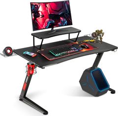 GTRACING ゲーミングデスク モニター台付き モニターアーム対応 ゲームデスク PCデスク パソコンデスク 組立簡単 Z字フレーム 幅108×奥行60×高さ70.5 耐荷重80kg レッド Z03-RED