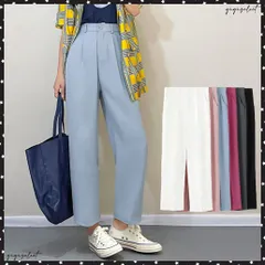 セミワイドパンツ カラーパンツ 9分丈レディースボトムス 韓国 ハイウエスト ストレートパンツ 美脚タックパンツ カジュアル おしゃれ 大人 春夏秋 6色通勤通学ズボン リラックスパンツ 脚長9分丈パンツ