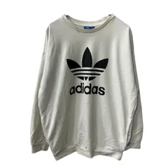 adidas ロゴスウェット トレーナー M ホワイト アディダス サイドポケット カットソー プルオーバー 古着卸 アメリカ仕入 a708-6056