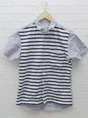 ◇ BEAMS LIGHTS ビームス ライツ ボーダー　切替 半袖 シャツ S グレー　ホワイト　ネイビー #  【1002799632010】のサムネイル