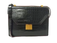 ■新品同様■ CHARLES & KEITH チャールズアンドキース クロコダイル型押しレザー クロスボディ ショルダーバッグ ブラック系 FL6279