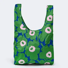 新品 マリメッコ marimekko エコバッグ 買い物袋 スマートバッグ Unikko ウニッコ グリーン ダークブルー 92864 092864 563 北欧雑貨 北欧デザイン