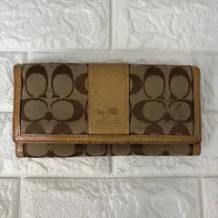 __COACH コーチ シグネチャー 長財布 キャンバス ライトブラウン カード入れ