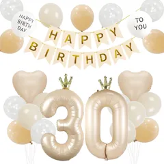 【在庫処分】王冠 大きい 数字 40インチ ナンバー カラー 付き くすみ HAPPY セット BIRTHDAYガーランド 飾り付け 男の子 風船 女の子 バルーン ハッピーバースデー 誕生日 飾り 30歳