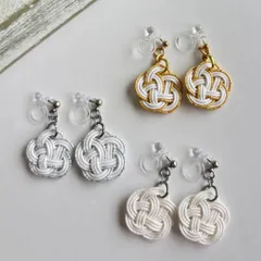 水引梅結びシンプルノンホールピアス
