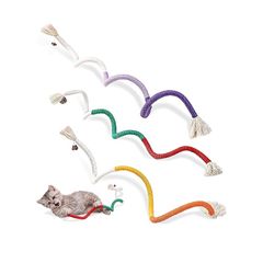 Yurika 猫 玩具 紐 切れない 猫のおもちゃ歯磨き 猫ロープおもちゃ 運動不足とストレス解消 猫遊び 道具イヌハッカおもちゃ 室内・屋外遊び向け 3点セット