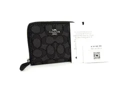 ■新品■未使用■ COACH コーチ CH389 シグネチャー キャンバス×レザー 二つ折り 財布 ウォレット ブラック系 FM0392