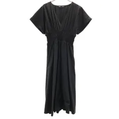 ZARA ザラ 半袖 ウエストゴム ロングワンピース M ブラック系 レディース 古着