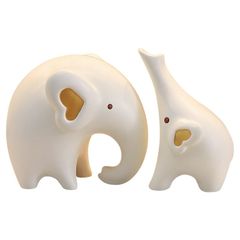 置物 オブジェ オーナメント 大小２セット 親子像 動物 かわいい 白 ホワイト 樹脂 おしゃれ モダン 玄関 リビング 装飾 プレゼント ギフト 幻想的 オフィス 縁起物