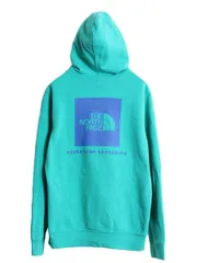 【お得なクーポン配布中!】 ノースフェイス 両面 プリント スウェット フード パーカー メンズ S 古着 The North Face プルオーバー 裏起毛 トレーナー アウトドア 緑