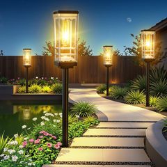 【人気商品】ガーデニング 飾り おしゃれ 芝生など適用 イルミネーション 玄関 通路 ベランダ 花壇 駐車場 防犯ライト 庭 ガーデン 歩道 埋め込み式 屋外 屋外 屋外 15時間点灯 自動点灯/消灯 LED 照明 電球色 メッキ設計内フレーム 高輝度 防水I